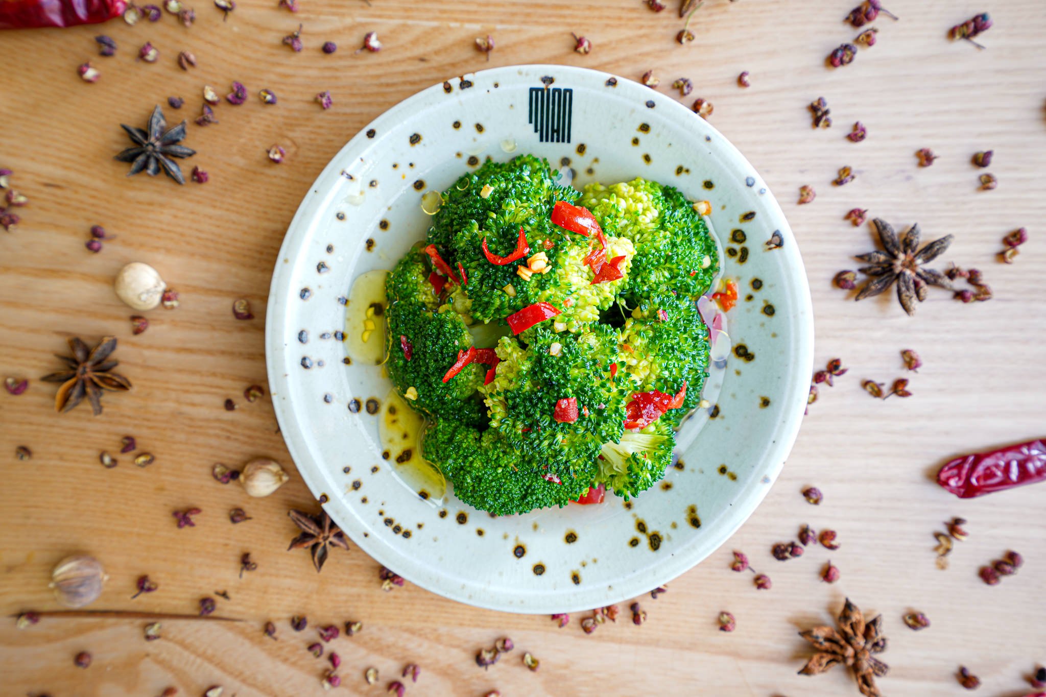 Mian dish made with broccoli